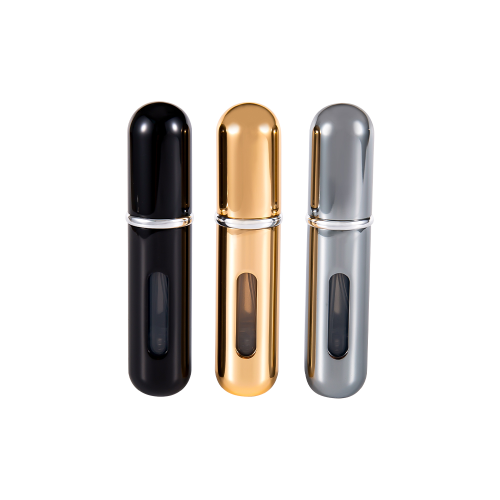 Bottiglia di profumo di ricarica con fondo tondo da 5 ml in alluminio, colore e logo personalizzabili