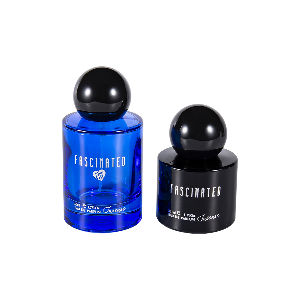 GC4749-WJ2537 Bottiglia di profumo in vetro cilindrico rivestito in lamina d'oro da 50 ml con tappo in plastica ABS sferico PP