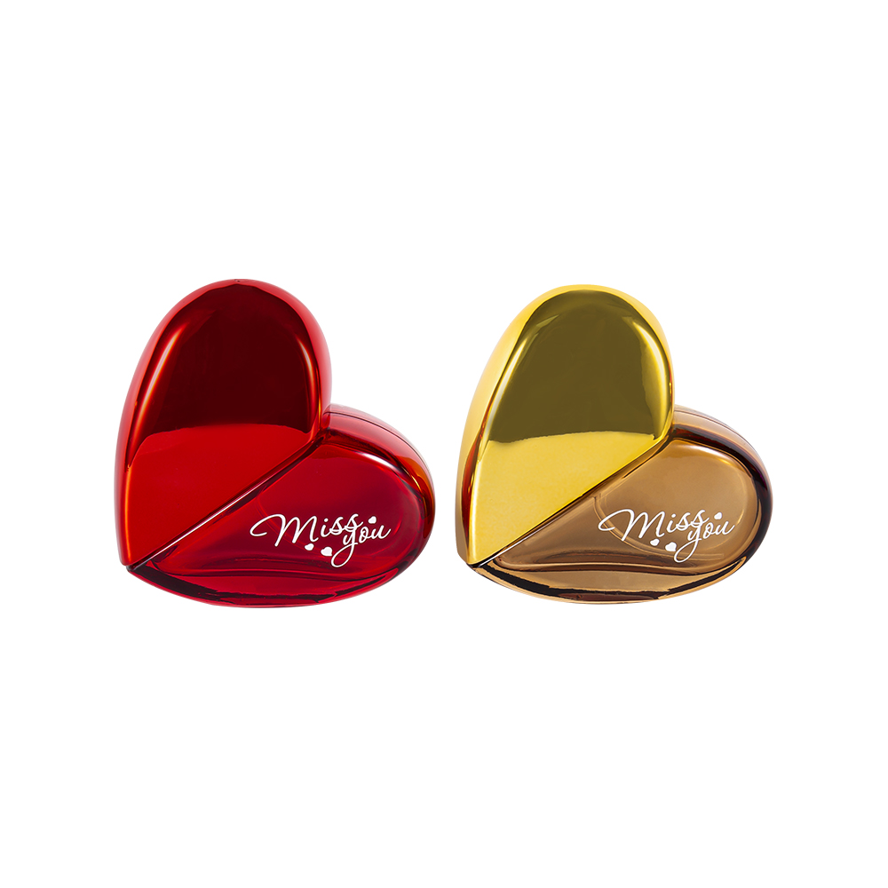 GC193-WJ501 Bottiglia di profumo in vetro a forma di cuore da 50 ml con tappo in plastica PP UV