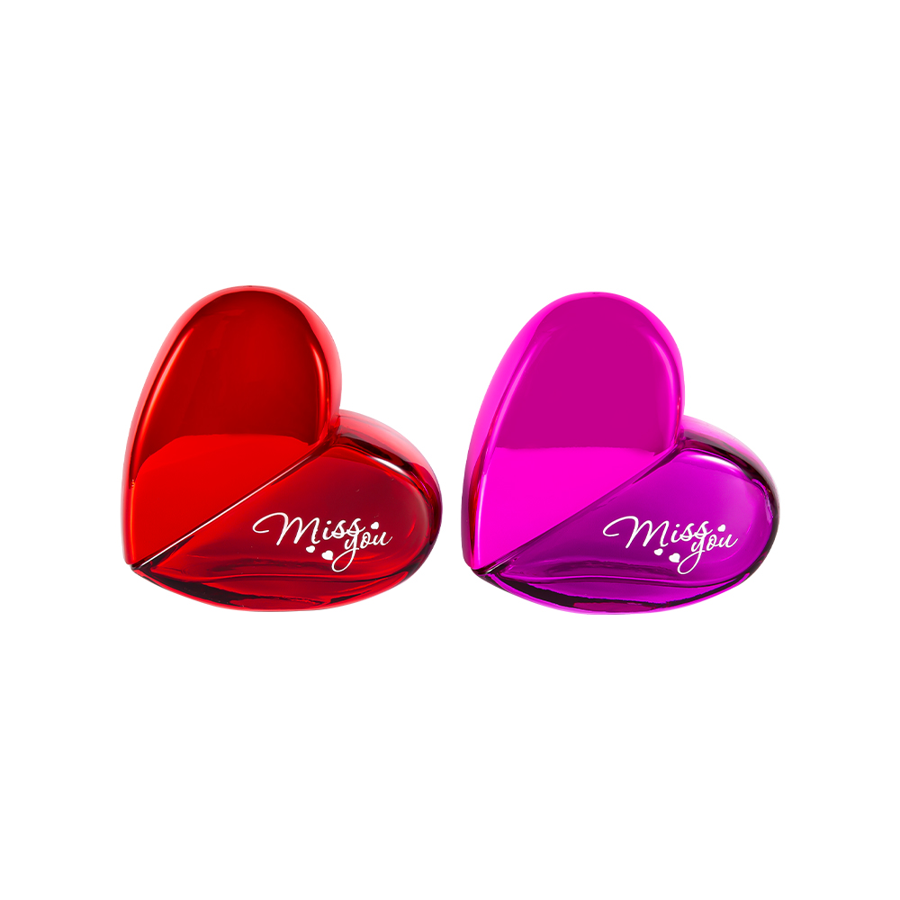 GC102-WJ797 Bottiglia di profumo in vetro a forma di cuore da 100 ml con tappo in plastica PP UV