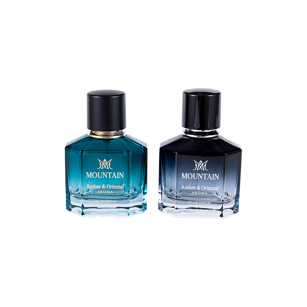 Bottiglia di profumo in vetro GC4030-WJ2099 da 50 ml con stampa di rivestimento e cappuccio per profumo UV in ABS con nastro per stampa a caldo