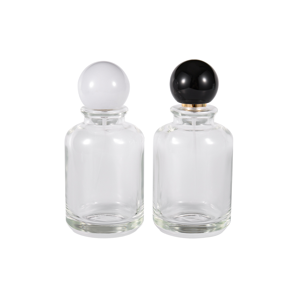 GC4819-WJ2538 Bottiglia di profumo in vetro flint da 100 ml con tappo bianco/nero lucido