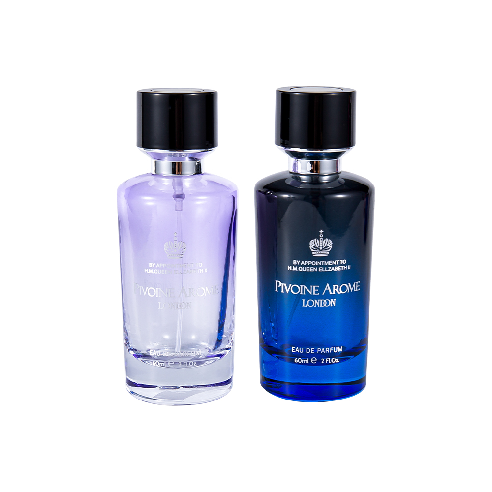 KY1597-WJ2390 Set di bottiglie di profumo in vetro di alta qualità da 60 ml con tappo per profumo in ABS e PP