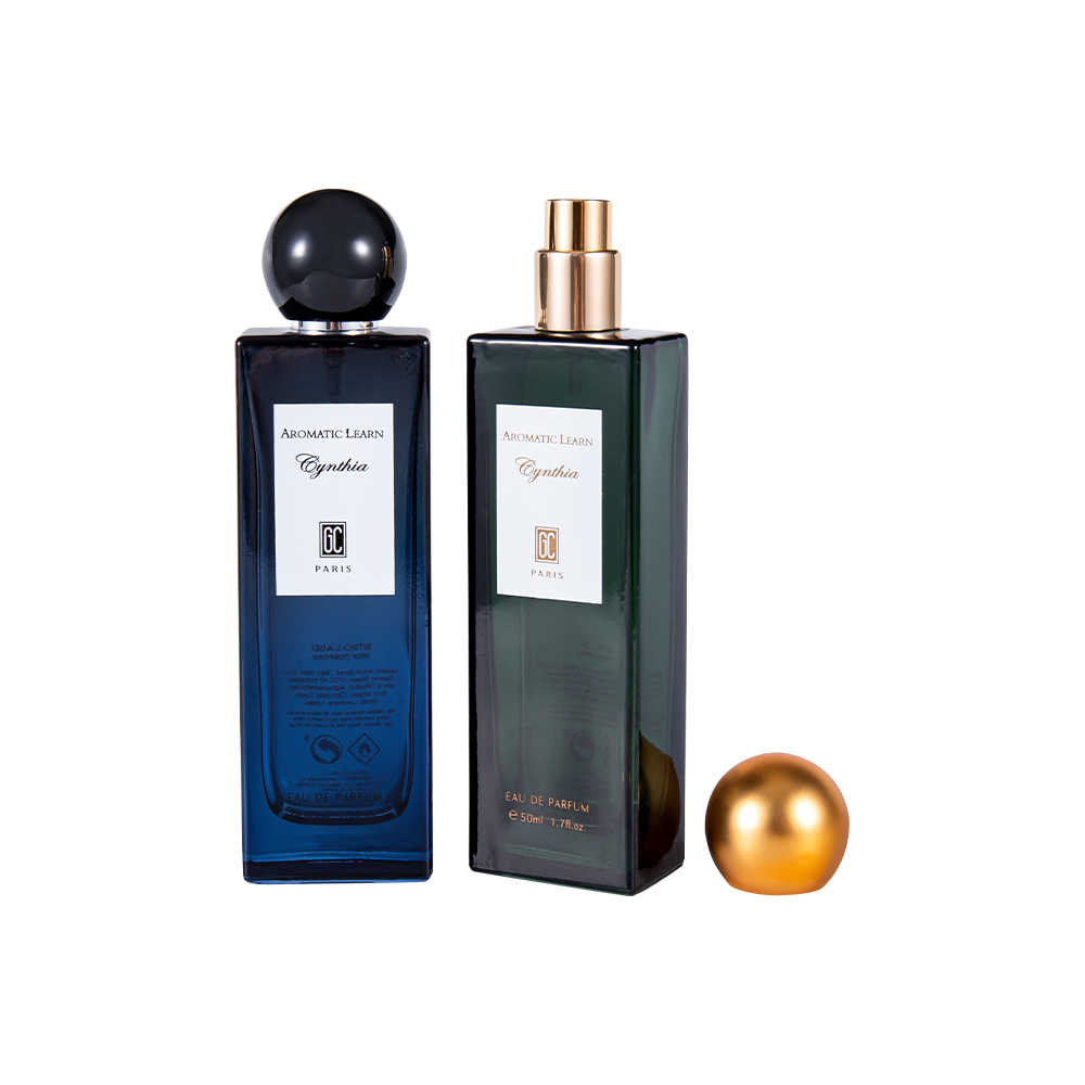GC4015-WJ2402 Set di bottiglie di profumo rettangolari piatte sottili da 50 ml con tappo per profumo sferico