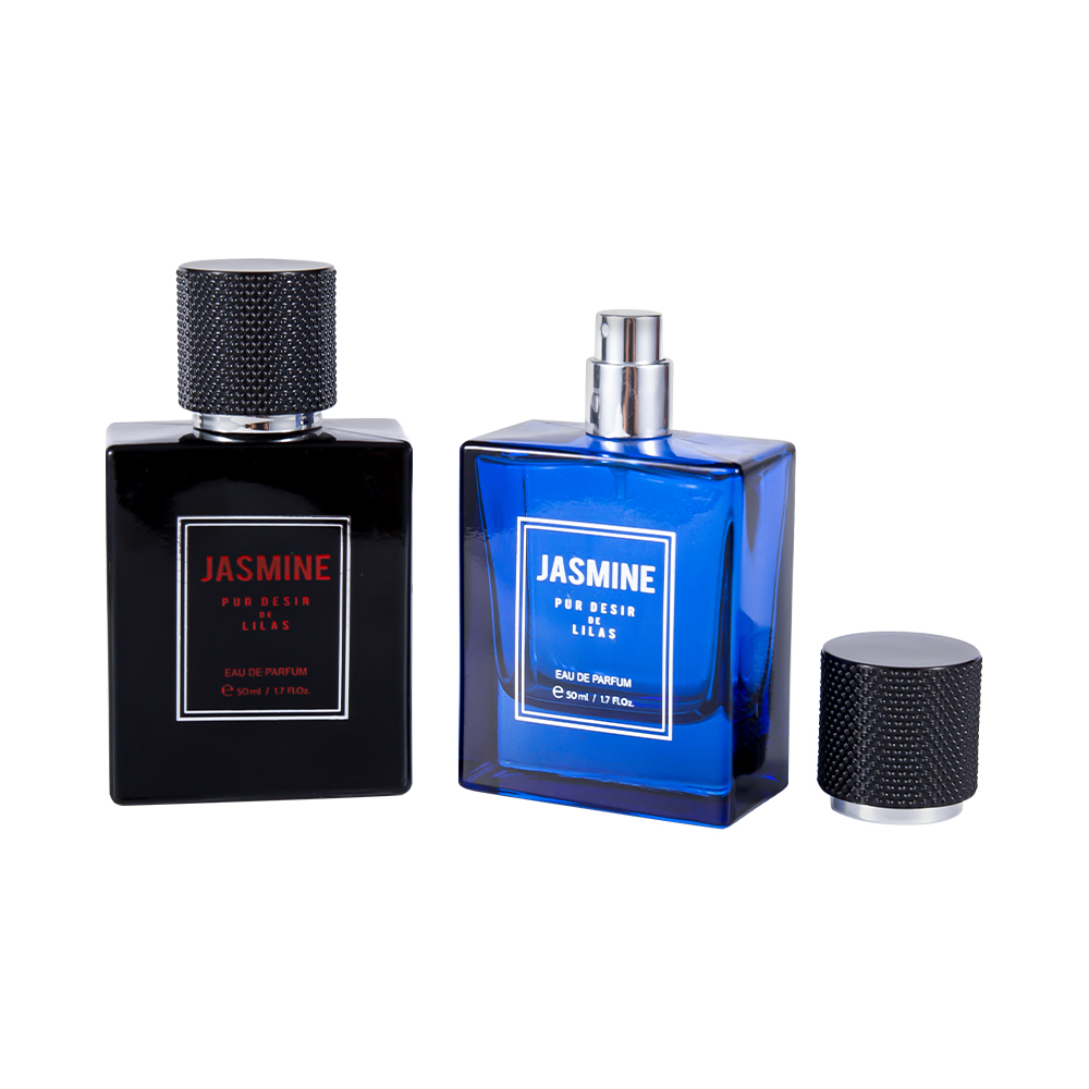 KY59-WJ2358 Set di bottiglie di profumo in vetro liscio da 50 ml con tappo per profumo maculato