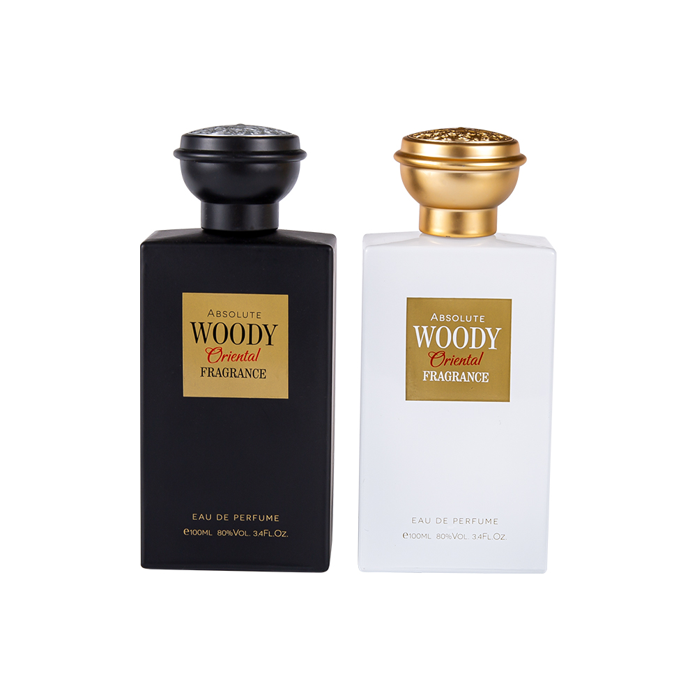 KY2034-WJ2204 Set di tappi per bottiglia di profumo premium in bianco e nero opaco da 100 ml in stile arabo