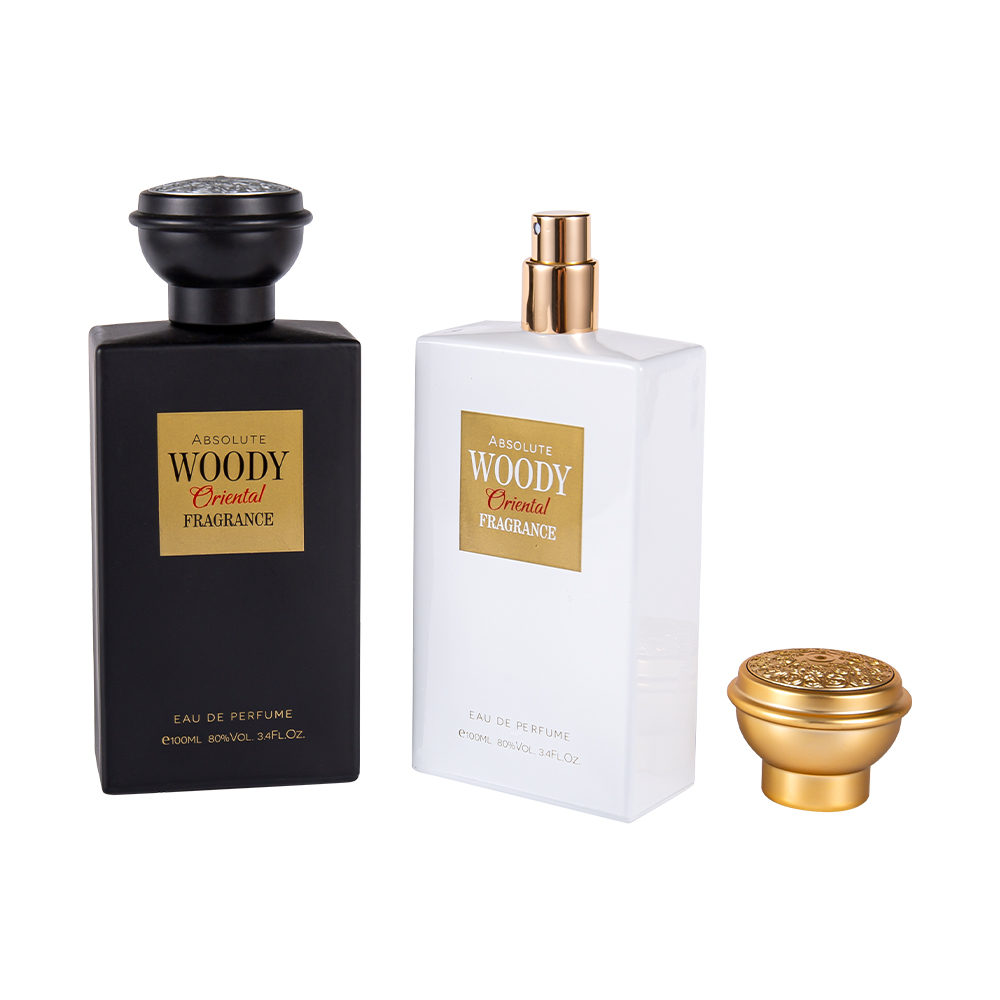 KY2034-WJ2204 Set di tappi per bottiglia di profumo premium in bianco e nero opaco da 100 ml in stile arabo