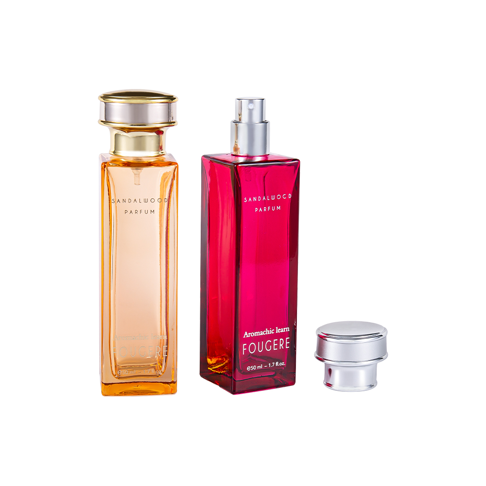 GC4138-WJ2164 Bottiglia di profumo in vetro rettangolare classico da 50 ml con tappo per profumo in argento-oro lucido